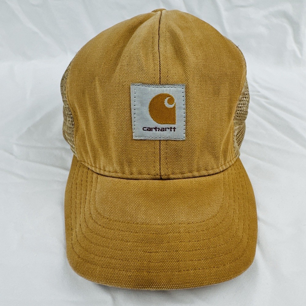 Vintage Carhartt Trucker Hat USA Made Duck Canvas Mesh Snapback Workwear